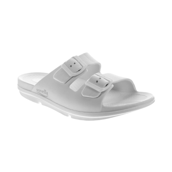 Sovella Active Comfort Sandals Women's Buckle Slide White
