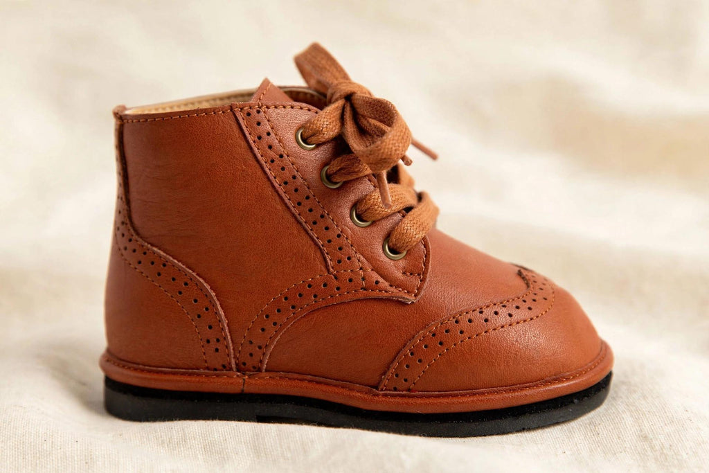 Waterproof Hand-Stitched Kids’ Boots with Flexible Sole |Chestnut
