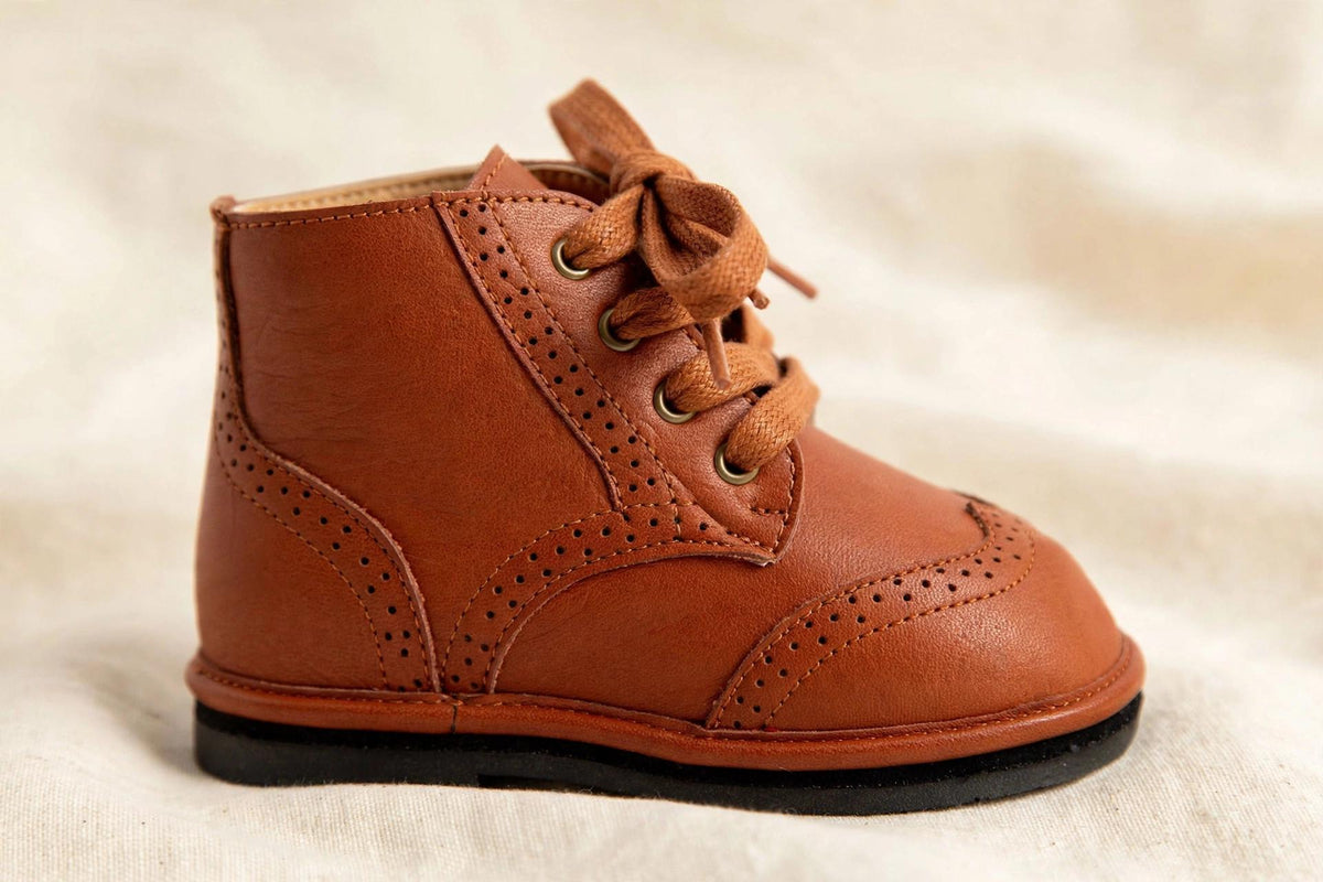 Waterproof Hand-Stitched Kids’ Boots with Flexible Sole |Chestnut
